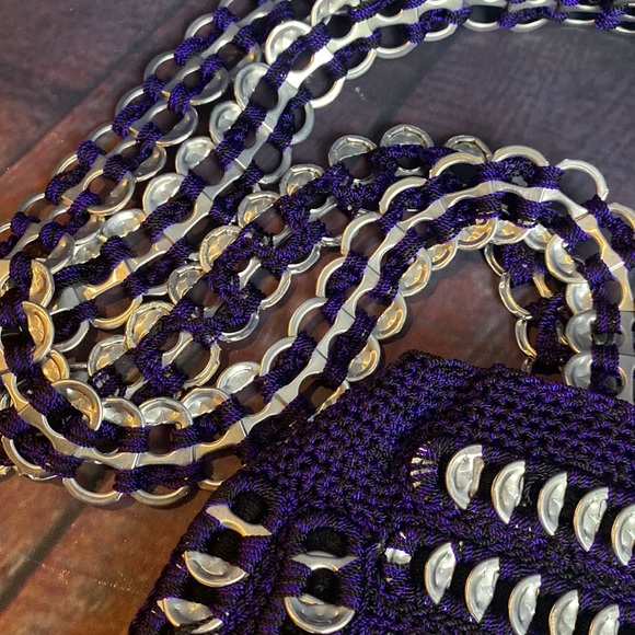 Hand Crafted Crochet Poptab Artsy Popart Shoulder bag tote - Picture 4 of 8